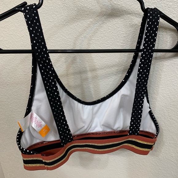 High waisted swim suit in black with maroon & gold - Picture 3 of 4